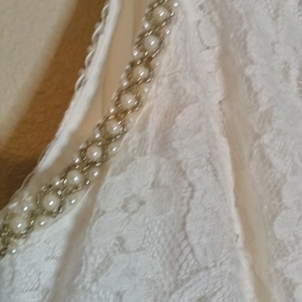 Sister Jane Sofia Lace Midi Dress Ivory Pearl Trim Size 6 - Picture 5 of 16